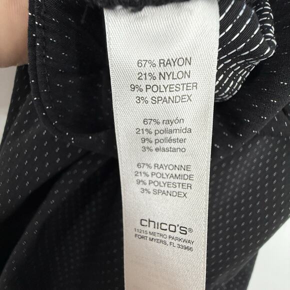 Chicos 1.5 Stretch Ponte Ankle Pants size Medium Black dotted Pattern Pull on - Picture 9 of 12